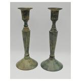 Pair of vintage patinated brass candlesticks