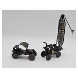 Pair of handcrafted scrap metal and car