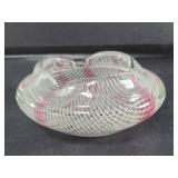 Mid century hand blown art glass lattice design
