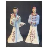 Signed Mid-century ceramic Asian figurines