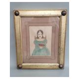 Antique American folk art watercolor