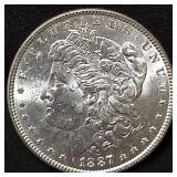 1887 Morgan silver dollar coin