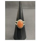 Vintage sterling silver and goldstone oval