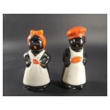 Pair of black Americana salt and pepper shakers