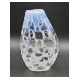 Vintage hand-blown blue opalescent webbed art