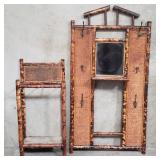 Vintage 2-piece bamboo amd wicker hall stand w