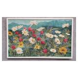 Vintage signed floral oil painting on canvas