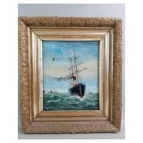Antique signed William C. Haire oil on glass