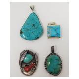 2  Native American turquiose sterling silver and