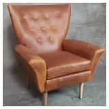 Vintage Gio Ponti-style leather arm chair