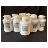 Lot of vintage milk glass spice bottles