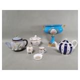 Porcelain, ceramic teapots, covered bowl,