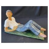 Large artist signed ceramic glazed figure