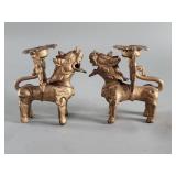 Pair of vintage brass foo dogs figure