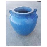Large blue pottery planter
