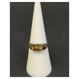 Vintage sterling silver ring with amber cabochon