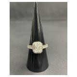 Sterling silver ring with rectangular cubic