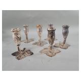 Six silver plate candlesticks