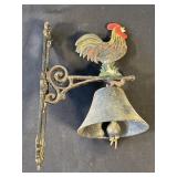 Vintage wall mounted metal rooster bell