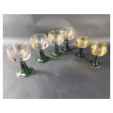 6 vintage German Bockling Roemer goblet wine