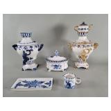 Vintage U.S.S.R. ceramic samovars, covered bowl