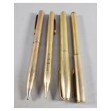 4 vintage rolled gold/gold filled pens and