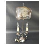Vintage french bouillotte screen table lamp