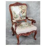 French Louis XV-style carved walnut arm chair