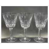 Three Waterford crystal lismore claret wine