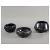 Three signed Native American blackware pottery