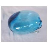 Vintage Blenko style blue pouch vase