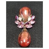 Vintage signed Regency art glass and rhinestone