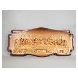 Carved wood religious plaque