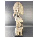 Vintage African carved wood maternity statue