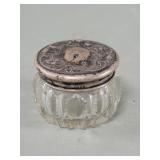 Vintage crystal jar with sterling silver lid