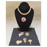 Vintage Crown Trifari costume jewelry collection,