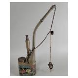Vintage Chinese brass and cloisonne water pipe