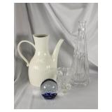 Vintage Ernest Sohn coffee pot, glass decanter,