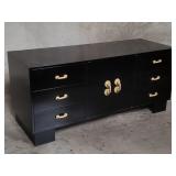Hollywood Regency-style black lacquered cabinet