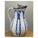 Jasperware ceramic milk pitcher with lid