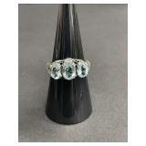 Vintage sterling silver ring with blue gemstones