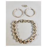 Gold plated earrings and bracelet
