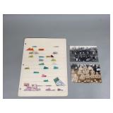 Vintage postage stamps and vintage postcards
