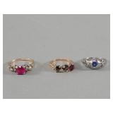 Three gold rings 2 marked 14k. one scratch