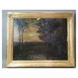 Signed Tonalist-style oil on canvas landscape