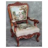 French Louis XV-style carved walnut arm chair