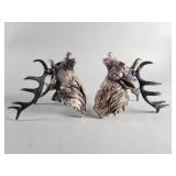 Pair of vintage brass stag head figures