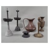 Vintage lead and brass candlesticks, hand