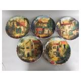 Five vintage hand painted Shenandoah Ware plates