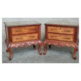 Pair of Rococo Revival-style marquetry
